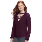 Juniors' Pink Republic Lace-up Choker Neck Sweater, Teens, Size: Large, Med Red
