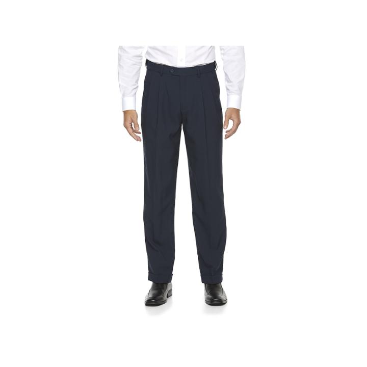Men's Croft & Barrow&reg; Essential Classic-fit Pleated Dress Pants, Size: 32x30, Blue (navy)