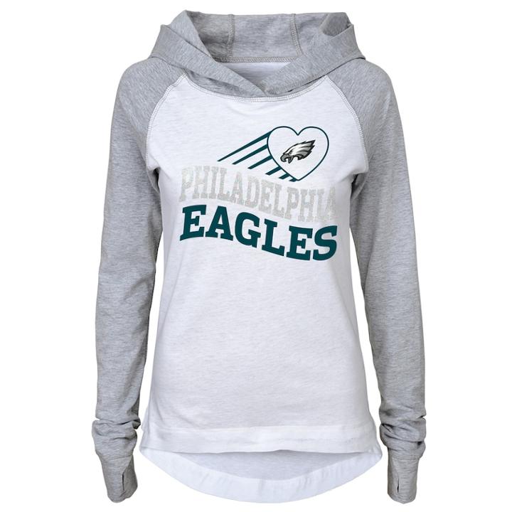 Girls 7-16 Philadelphia Eagles Fan Wave Hoodie, Size: L 14, White