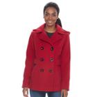 Women's D.e.t.a.i.l.s Hooded Double Breasted Faux-wool Peacoat, Size: Large, Med Red