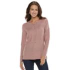 Petite Sonoma Goods For Life&trade; Cable Knit Lace-up Sweater, Women's, Size: S Petite, Purple