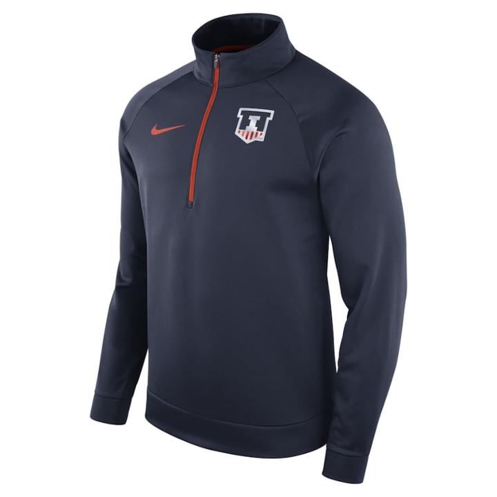 Men's Nike Illinois Fighting Illini Quarter-zip Therma Top, Size: Xxl, Blue (navy)