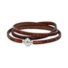 Stainless Steel And Brown Leather Lord's Prayer Wrap Bracelet, Adult Unisex, Size: 52.75