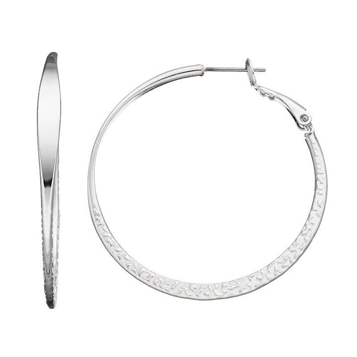 Jennifer Lopez Textured Hoop Earrings, Women's, Silver