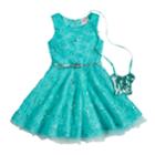 Girls 4-6x Knitworks Soutache Sequin Dress & Purse Set, Size: 6, Turquoise/blue (turq/aqua)