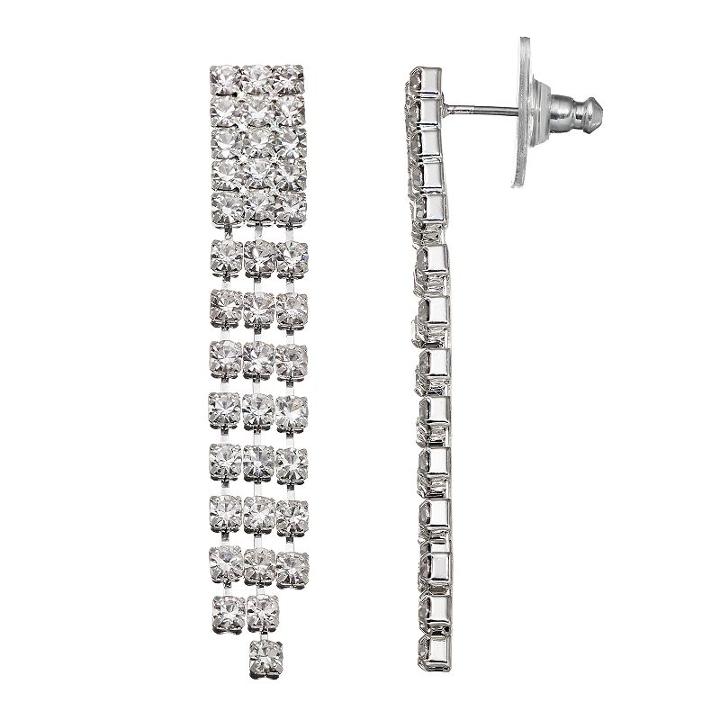 Simulated Crystal Fringe Nickel Free Drop Earrings, Women's, Natural