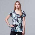 Women's Simply Vera Vera Wang Crinkle Tee, Size: Small, Dark Blue