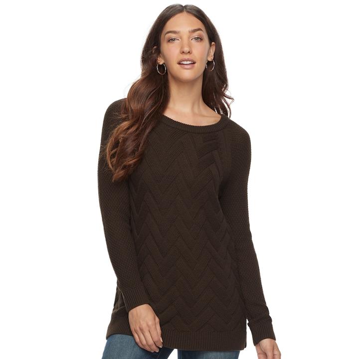 Women's Sonoma Goods For Life&trade; Lattice Sweater, Size: Small, Dark Brown