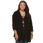 Juniors' Plus Size Candies&reg; Draped Peplum Cardigan, Teens, Size: 1xl, Black