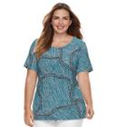 Plus Size Croft & Barrow&reg; Scoopneck Jacquard Top, Women's, Size: 1xl, Turquoise/blue (turq/aqua)