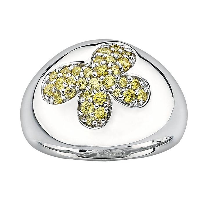 Lotopia Sterling Silver Butterfly Ring - Made With Swarovski Cubic Zirconia, Women's, Size: 8, Yellow