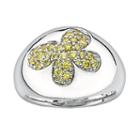 Lotopia Sterling Silver Butterfly Ring - Made With Swarovski Cubic Zirconia, Women's, Size: 8, Yellow