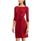 Petite Chaps Knot-front Ruffle Sheath Dress, Women's, Size: Xl Petite, Red