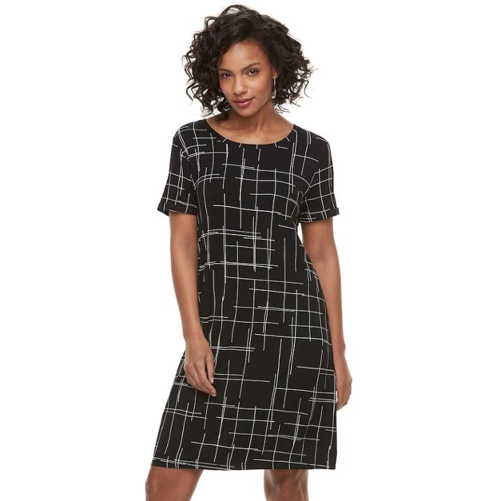 Women's Apt. 9&reg; Cuffed T-shirt Dress, Size: Large, Black
