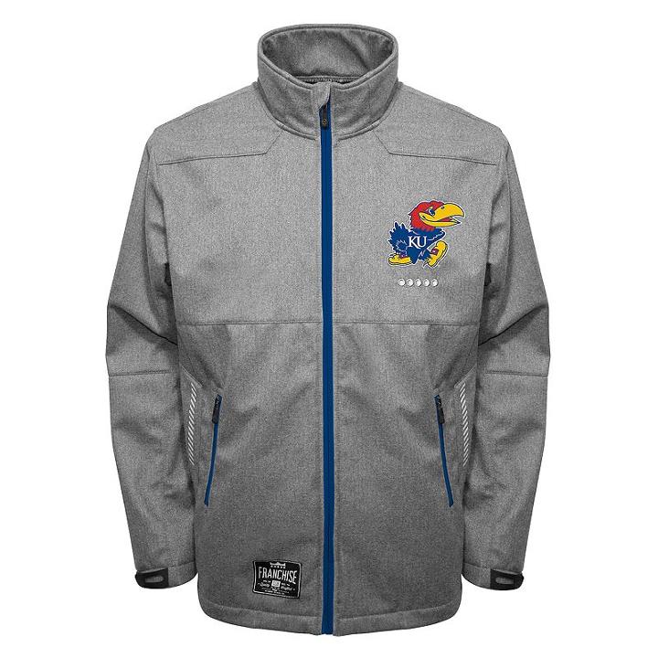 Men's Franchise Club Kansas Jayhawks Tech Fleece Softshell Jacket, Size: Xl, Grey