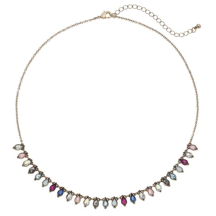 Mudd&reg; Multi Color Faceted Teardrop Necklace, Girl's, Multicolor