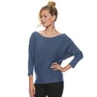 Women's Jennifer Lopez Lace-up Boatneck Sweater, Size: Medium, Med Blue