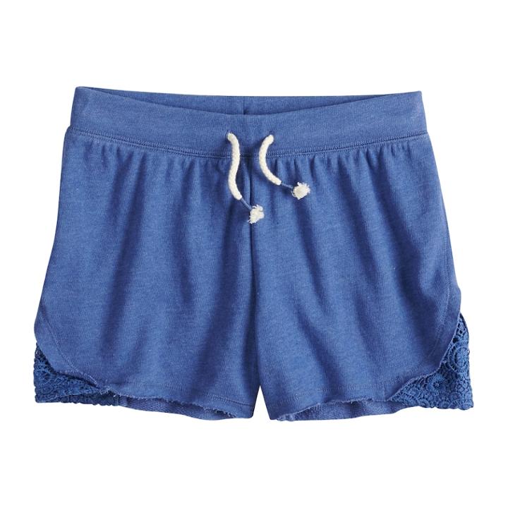 Girls 7-16 So&reg; Crochet Trim Shorts, Size: 14, Blue
