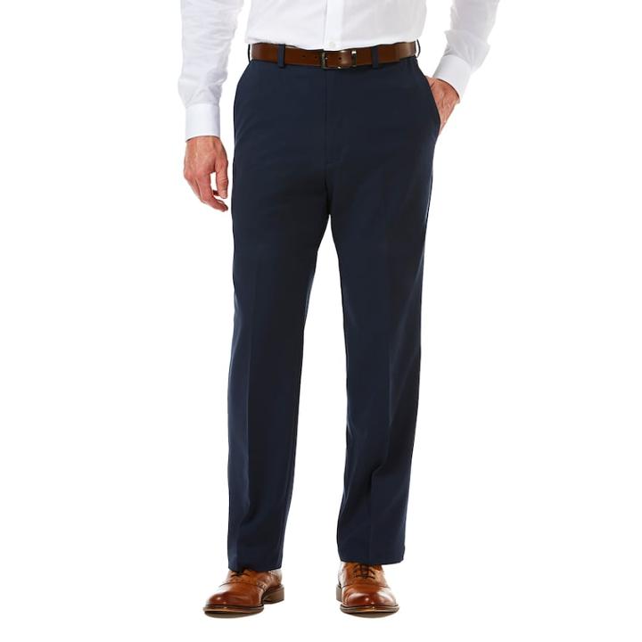 Men's Haggar&reg; Cool 18&reg; Pro Straight-fit Wrinkle-free Flat-front Super Flex Waist Pants, Size: 32x30, Blue (navy)