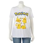 Juniors' Plus Size Pokmon Pikachu Grid Graphic Tee, Girl's, Size: 2xl, White