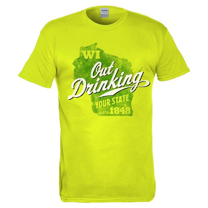 Men's Wisconsin Out Drinking Your State Tee, Size: Xl, Brt Green
