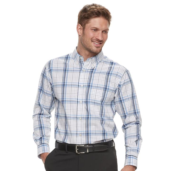 Men's Haggar Classic-fit Stretch Poplin Button-down Shirt, Size: Medium, White