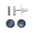 Simply Vera Vera Wang Round & Bar Nickel Free Stud Earring Set, Women's, Blue