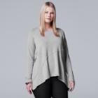Plus Size Simply Vera Vera Wang Seam Shark-bite Top, Women's, Size: 2xl, Light Grey