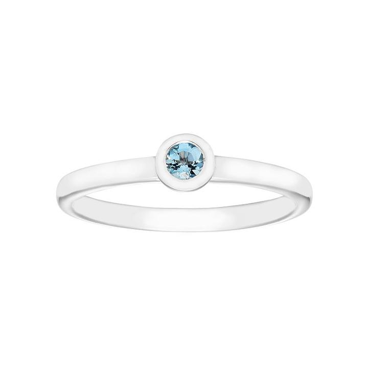 14k White Gold Birthstone Stack Ring, Women's, Size: 5, Blue
