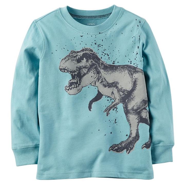 Boys 4-8 Carter's Dinosaur Long Sleeved Graphic Tee, Size: 8, Turquoise/blue (turq/aqua)
