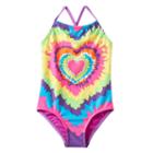 Girls 4-6x Freestyle Revolution Tie-dyed Heart One-piece Swimsuit, Girl's, Size: 5, Ovrfl Oth