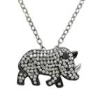 Animal Planet Sterling Silver Crystal Rhinoceros Pendant, Women's, Size: 18, Grey