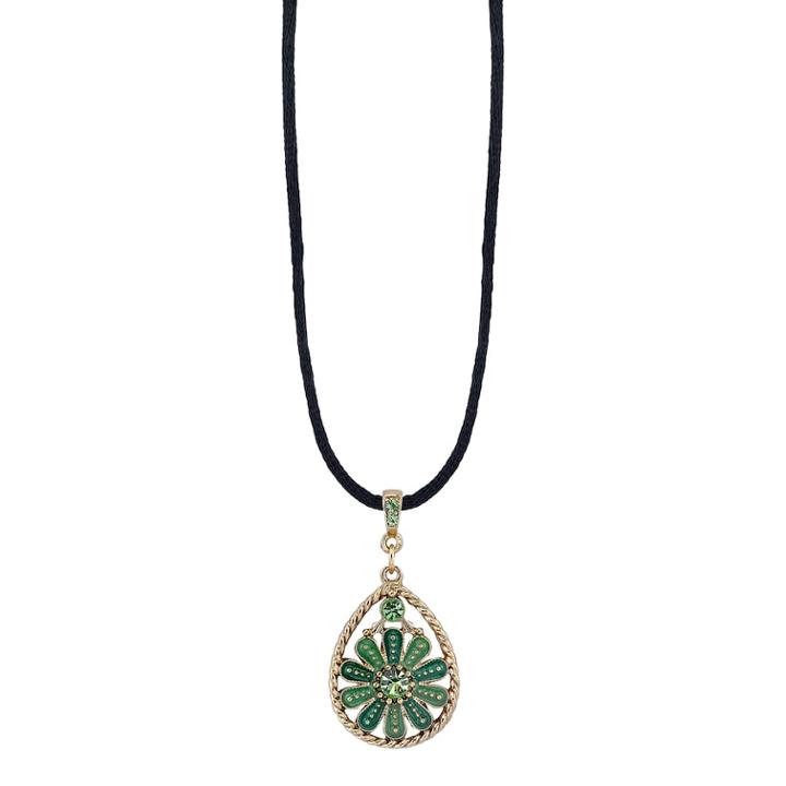 1928 Flower Teardrop Pendant Choker Necklace, Women's, Size: 13, Green