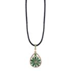 1928 Flower Teardrop Pendant Choker Necklace, Women's, Size: 13, Green