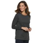 Women's Croft & Barrow&reg; Crewneck Sweatshirt, Size: Large, Dark Grey