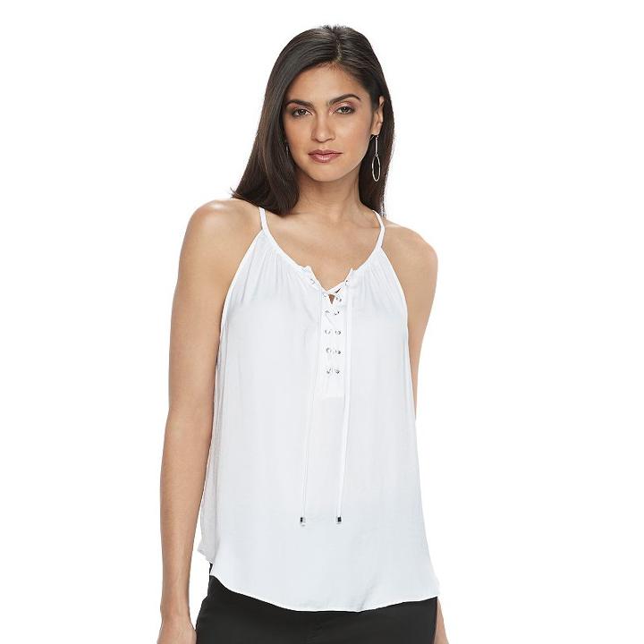 Women's Jennifer Lopez Lace-up Tank, Size: Large, White