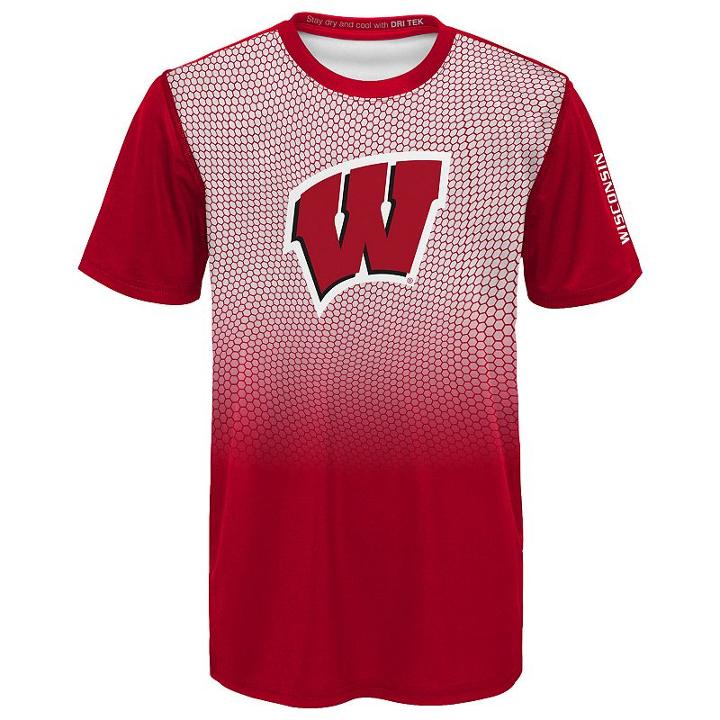 Boys 8-20 Wisconsin Badgers Bitmapped Dri-tek Tee, Size: M 10-12, Red