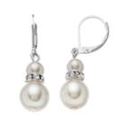 Croft & Barrow&reg; Simulated Pearl Rondelle Drop Earrings, Women's, White Oth