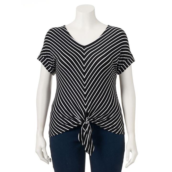 Women's Apt. 9&reg; Knot-front Tee, Size: Medium, Black