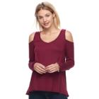 Juniors' So&reg; Cold Shoulder Long Sleeve Tee, Teens, Size: Xs, Red