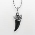 Lynx Two Tone Stainless Steel Shark Tooth Pendant - Men, Size: 22, Black