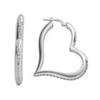 Diamond Mystique Platinum Over Silver Diamond Accent Heart Drop Earrings, Women's, White