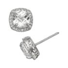 Sterling Silver Lab-created White Sapphire Halo Stud Earrings, Women's, Multicolor