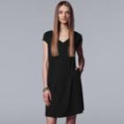 Women's Simply Vera Vera Wang Ribbed T-shirt Dress, Size: Xl, Black