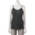 Women's Jennifer Lopez Metallic Ribbed Tank, Size: Large, Black