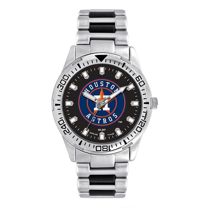 Game Time, Men's Houston Astros Heavy Hitter Watch, Silver