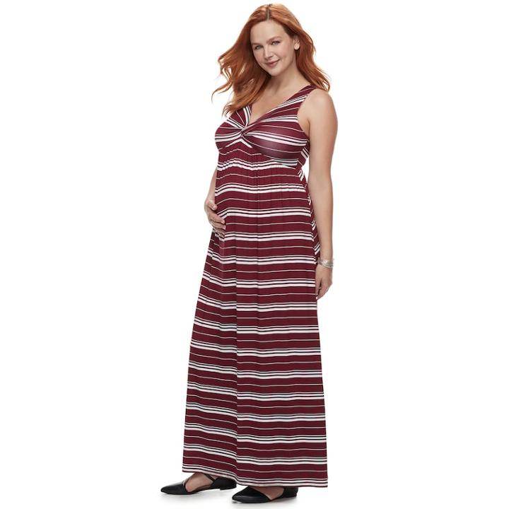 Maternity A:glow Knot Maxi Dress, Women's, Size: M-mat, Dark Red