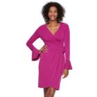 Petite Suite 7 Bell Sleeve Faux-wrap Dress, Women's, Size: 12 Petite, Fig