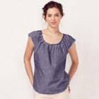 Women's Lc Lauren Conrad Pleated Chambray Top, Size: Small, Blue Other