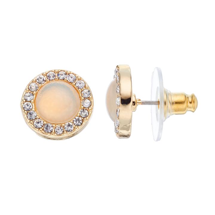Lc Lauren Conrad Simulated Opal Nickel Free Halo Stud Earrings, Women's, White